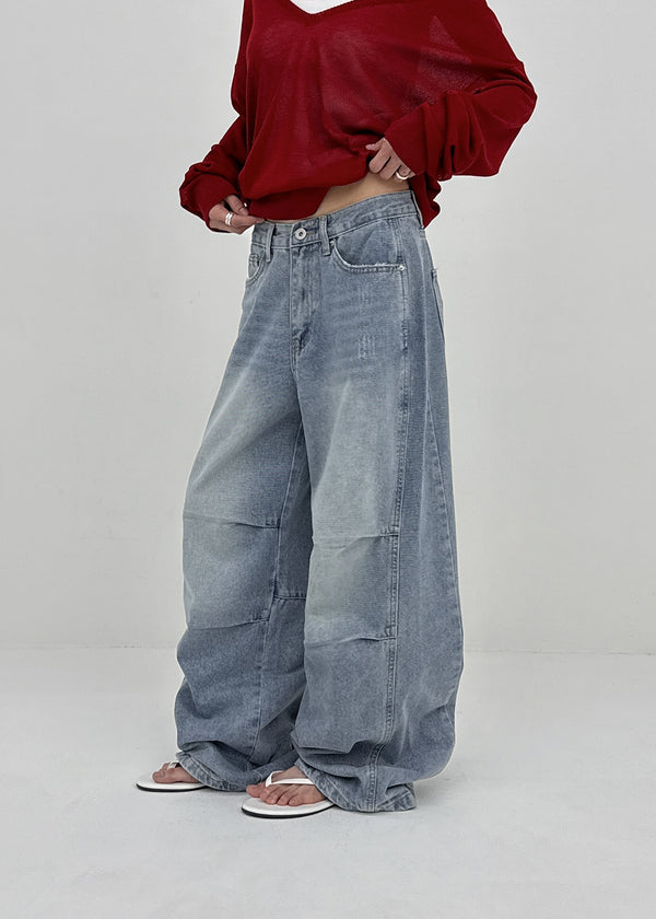 Meloff cut-out wide denim pants