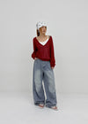 Meloff cut-out wide denim pants