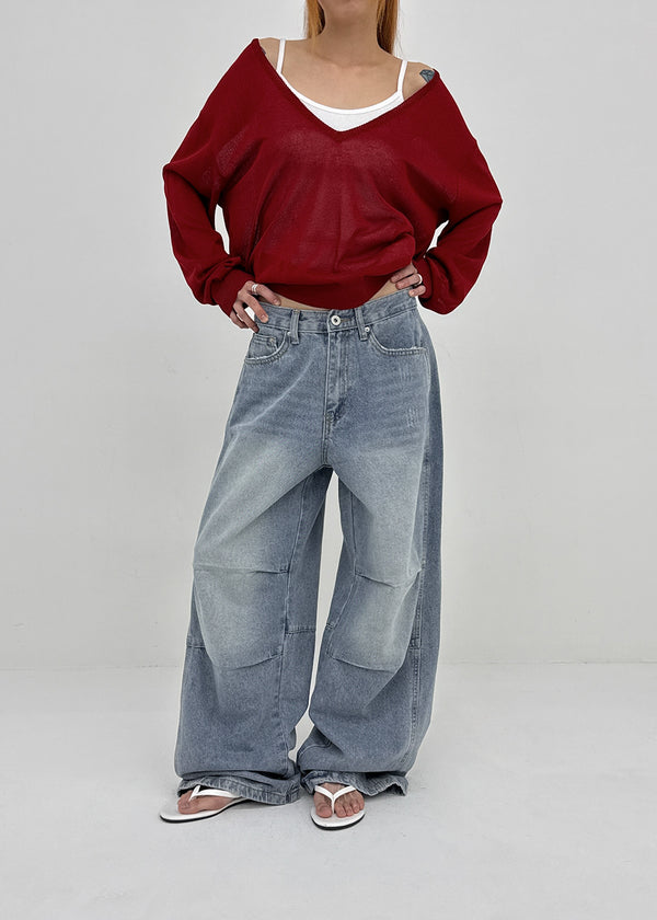 Meloff cut-out wide denim pants
