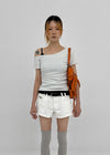 Kuruen Asymmetrical Off-Shoulder Short Sleeve Tee