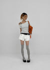 Sets Low-waist Patch Cotton Shorts