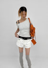 Kuruen Asymmetrical Off-Shoulder Short Sleeve Tee