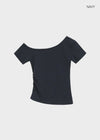 Kuruen Asymmetrical Off-Shoulder Short Sleeve Tee
