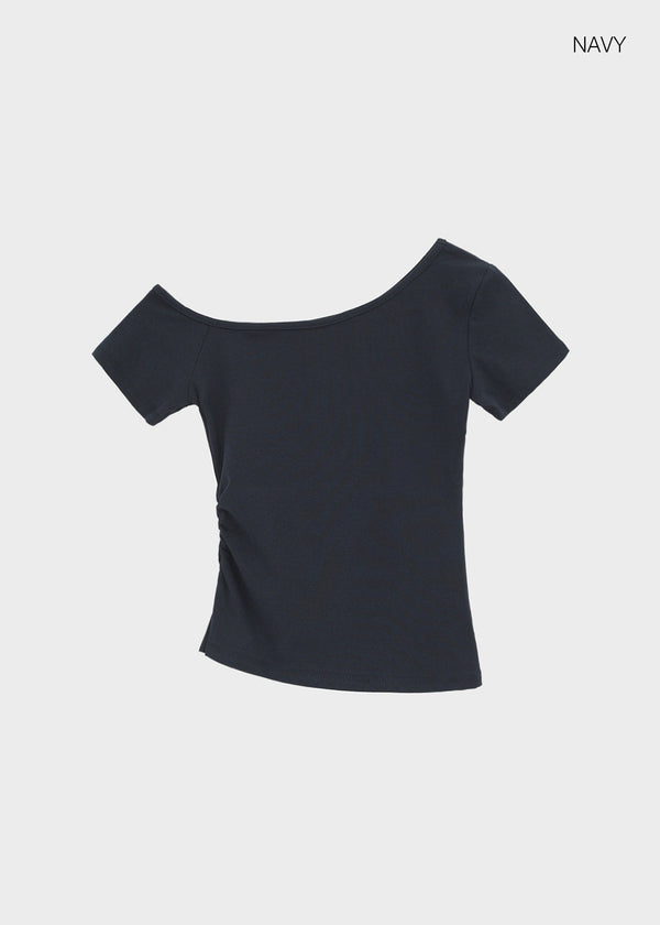 Kuruen Asymmetrical Off-Shoulder Short Sleeve Tee