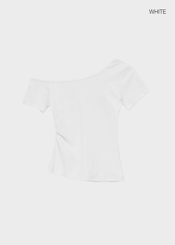 Kuruen Asymmetrical Off-Shoulder Short Sleeve Tee
