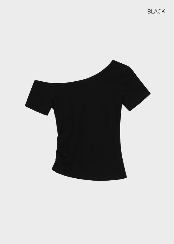 Kuruen Asymmetrical Off-Shoulder Short Sleeve Tee