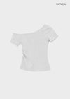 Kuruen Asymmetrical Off-Shoulder Short Sleeve Tee