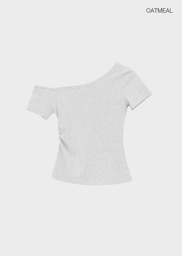 Kuruen Asymmetrical Off-Shoulder Short Sleeve Tee