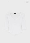 Bellows button V-neck 3/4 sleeves
