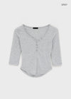 Bellows button V-neck 3/4 sleeves