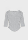 Bellows button V-neck 3/4 sleeves