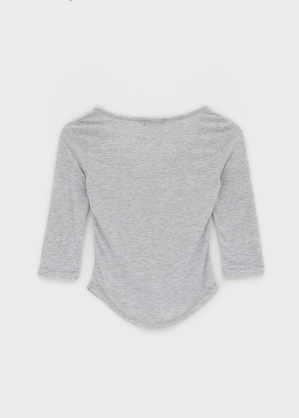 Bellows button V-neck 3/4 sleeves