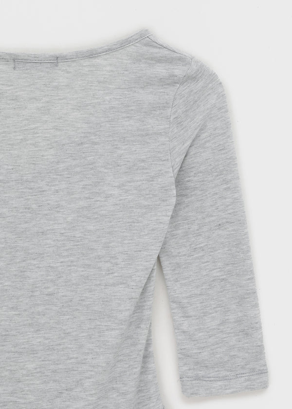 Bellows button V-neck 3/4 sleeves