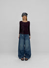 Meloff cut-out wide denim pants