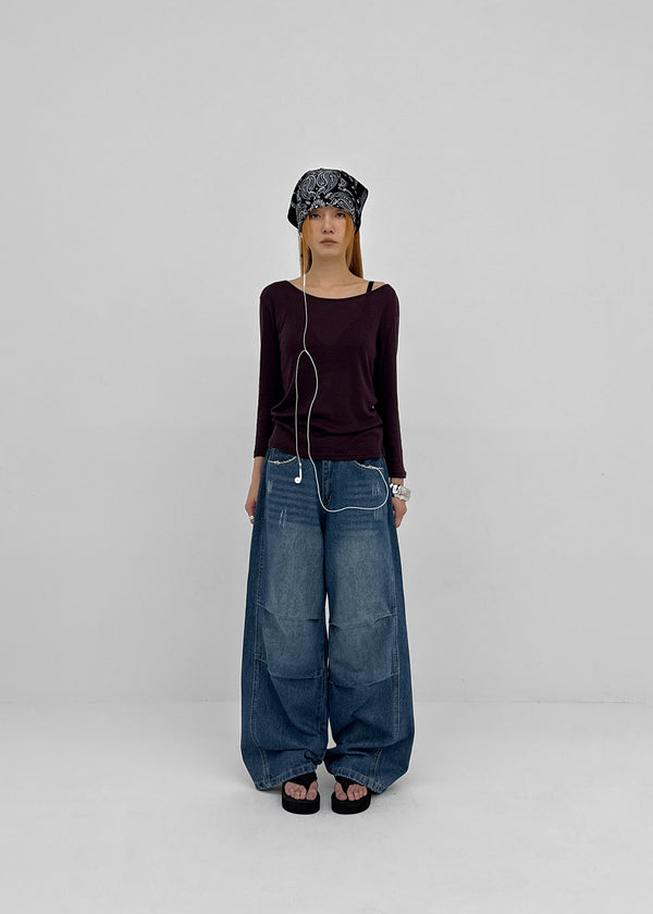 Meloff cut-out wide denim pants
