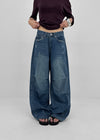 Meloff cut-out wide denim pants