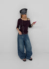 Meloff cut-out wide denim pants