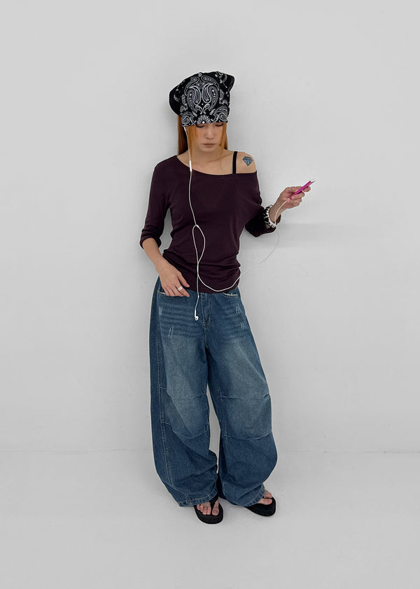 Meloff cut-out wide denim pants