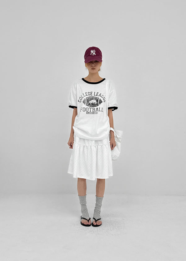 (UNISEX) Burinf Printed Ringer Short Sleeve T-shirt