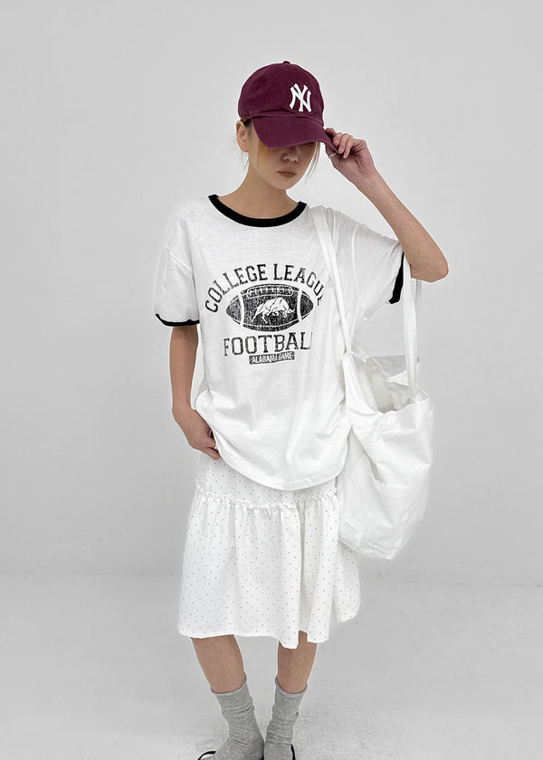 (UNISEX) Burinf Printed Ringer Short Sleeve T-shirt