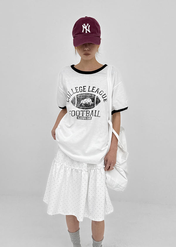(UNISEX) Burinf Printed Ringer Short Sleeve T-shirt