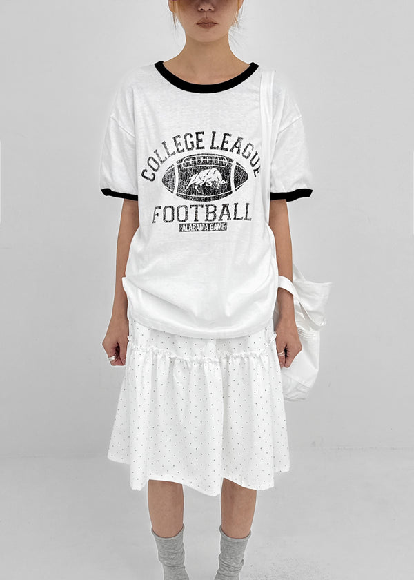 (UNISEX) Burinf Printed Ringer Short Sleeve T-shirt