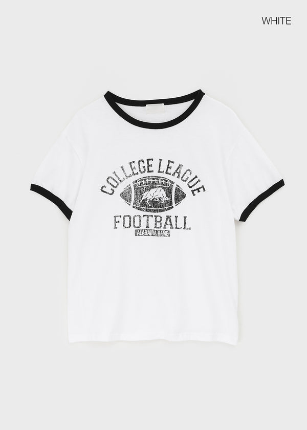 (UNISEX) Burinf Printed Ringer Short Sleeve T-shirt