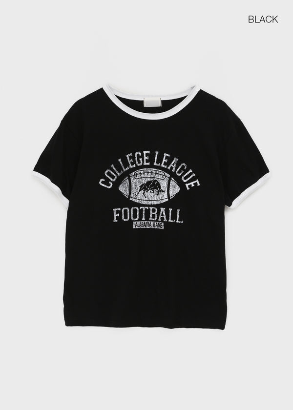 (UNISEX) Burinf Printed Ringer Short Sleeve T-shirt
