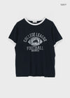(UNISEX) Burinf Printed Ringer Short Sleeve T-shirt