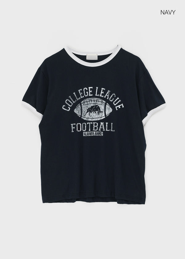 (UNISEX) Burinf Printed Ringer Short Sleeve T-shirt