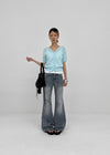 Polyp Linen V-neck Short Sleeve Knit Cardigan