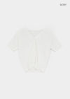 Polyp Linen V-neck Short Sleeve Knit Cardigan