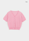 Polyp Linen V-neck Short Sleeve Knit Cardigan
