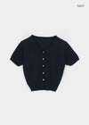Polyp Linen V-neck Short Sleeve Knit Cardigan
