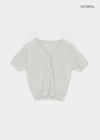 Polyp Linen V-neck Short Sleeve Knit Cardigan