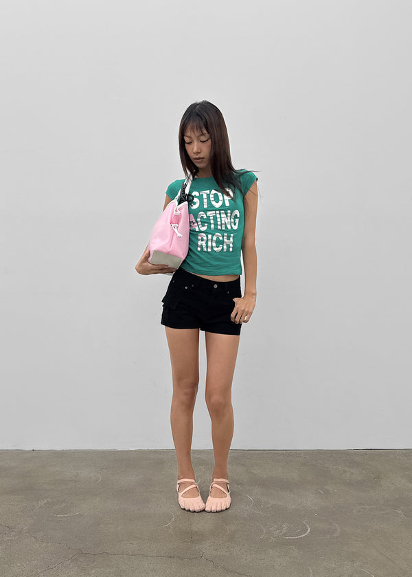 Weben Cap Sleeve Lettering Short Sleeve Tee