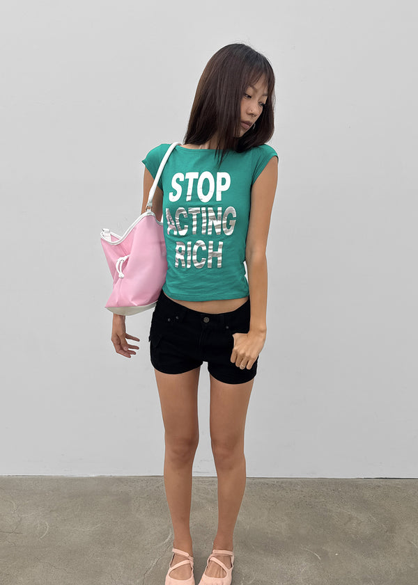 Weben Cap Sleeve Lettering Short Sleeve Tee