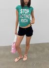 Weben Cap Sleeve Lettering Short Sleeve Tee