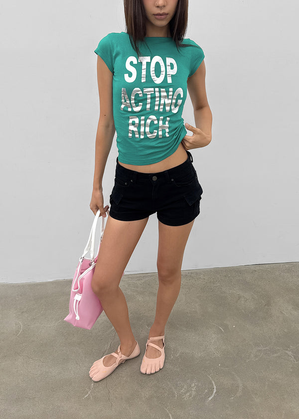Weben Cap Sleeve Lettering Short Sleeve Tee