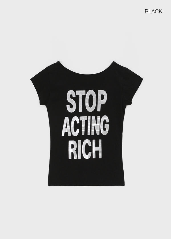 Weben Cap Sleeve Lettering Short Sleeve Tee