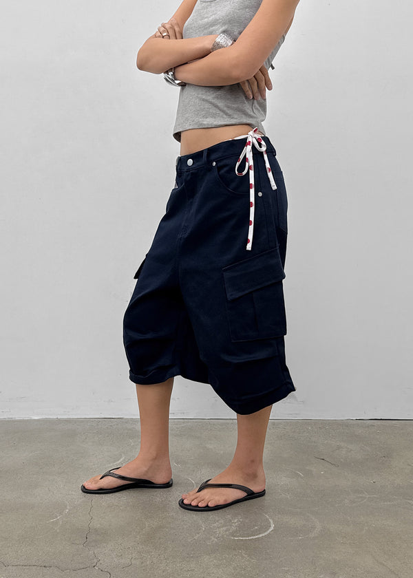 (UNISEX) Jetting Bermuda Back Elastic Cargo Pants