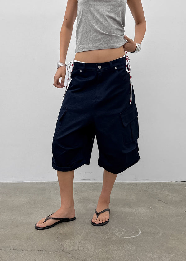(UNISEX) Jetting Bermuda Back Elastic Cargo Pants
