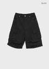 (UNISEX) Jetting Bermuda Back Elastic Cargo Pants