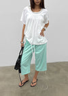 Kyouul Shirred Strap One-Shoulder Short Sleeve Tee