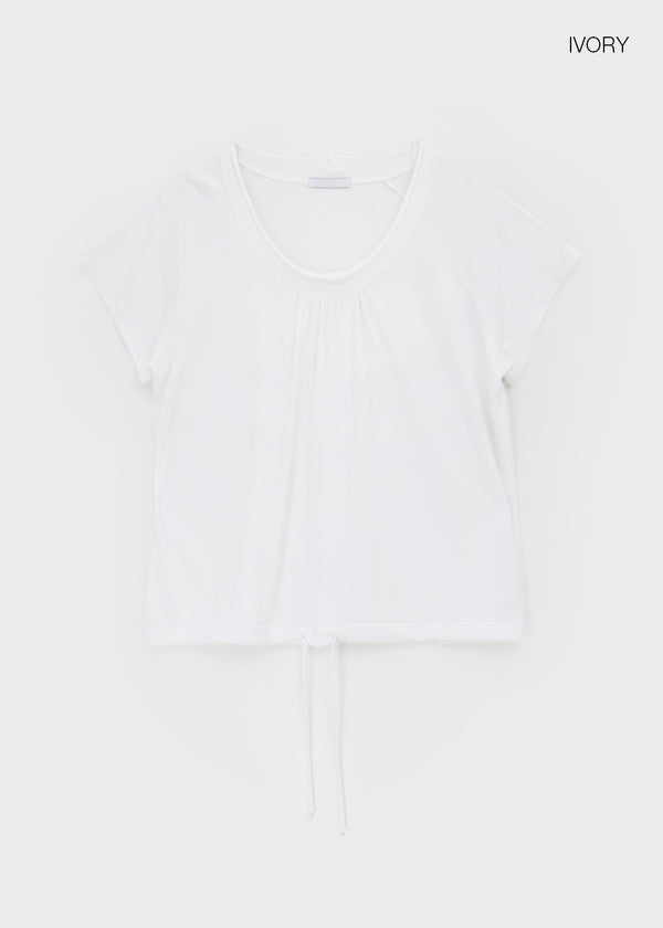 Kyouul Shirred Strap One-Shoulder Short Sleeve Tee