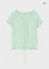 Kyouul Shirred Strap One-Shoulder Short Sleeve Tee