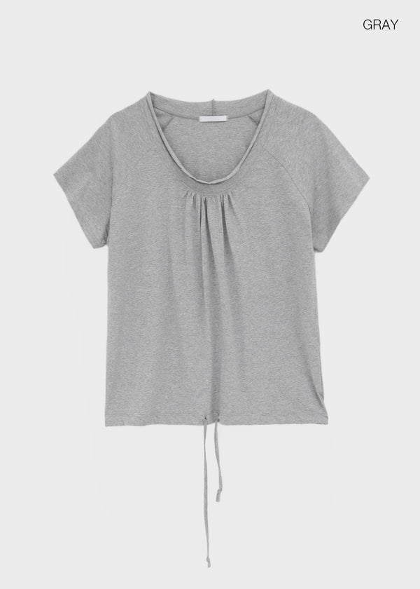 Kyouul Shirred Strap One-Shoulder Short Sleeve Tee