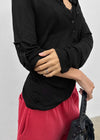Debpin Henley Neck Roll-up Summer Long Sleeve Tee