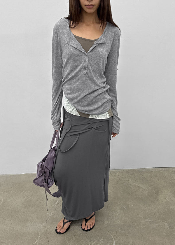 Debpin Henley Neck Roll-up Summer Long Sleeve Tee