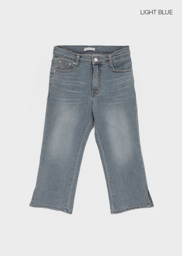 Relling Slit Capri Denim Pants